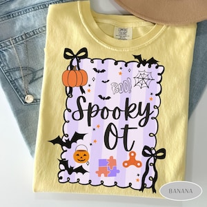 Comfort Colors® Halloween Occupational Therapist Shirt, Spooky OT Halloween T-Shirt, Cute Therapist Top, Spooky Occupational Therapy Shirts