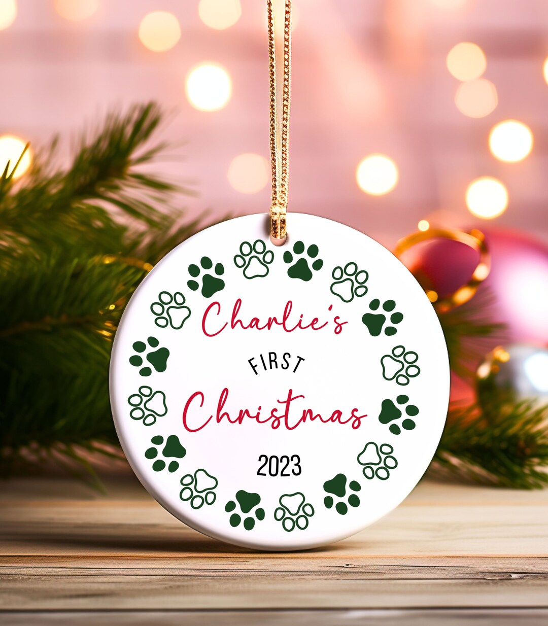 Dogs First Christmas Ornament Dogs First Christmas Custom Dog Ornaments