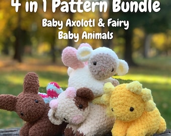 Baby Animal Crochet Pattern Bundle – 4 in 1 Easy Amigurumi Patterns for Beginners PDF