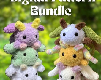 Paquete de 2 patrones de ganchillo de polillas Luna y polillas caniche: lindos juguetes de polillas en PDF / Patrones de amigurumi fáciles