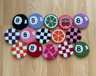Car Coasters,8 Ball Car Coaster,New Car Gift,Car Accessories,Handmade Tufted Coaster,Car Cup Holder,16th Birthday Gift,Custom Car Coasters
