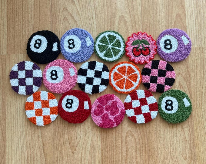 Car Coaster,8 Ball Car Coaster,Duty-Tax Paid/DDP USA,New Car Gift,Car Accessories,Handmade Tufted Coaster,Car Cup Holder,Custom Car Coaster