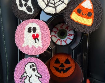 Halloween Untersetzer,Auto Untersetzer,Duty-Tax Paid/DDP USA,Gespenstisches Auto Untersetzer,Handgefertigtes Halloween-Geschenk,Geschenk für neues Auto,Autozubehör,gruseliges Geschenk