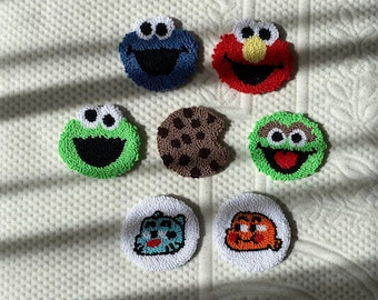 Car Coasters,Sesame Street Elmo,New Car Gift,Cookie monster,Car Accessories, Handmade Tufted Coaster, 8 Ball Car Coaster, Gumball and Darwin