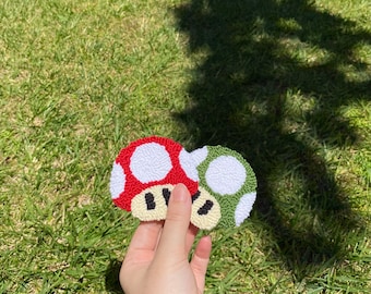 Set Of 2 Mushroom Car Coasters,Mushroom Car Coaster,Super Mario Mushroom,New Car Gift,Car Accessories,Handmade Tufted Coaster,Gift For Her