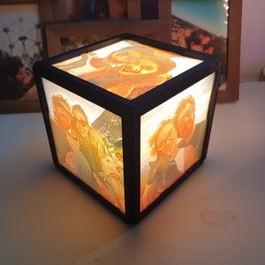 5 Interchangeable Lithophane Lamp in a Light Cube