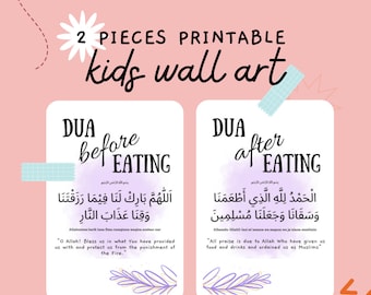 Mealtime Blessings Dua - Printable Kids Wall Art | Dua Before Eating | Dua After Eating | Printable Daily Dua | Dua for kids