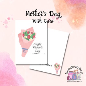 Alles Gute zum Muttertag Wunsch Karte | Printables Karte | Blumenstrauß für Mama | Sofortdownload | E-Karte | Muttertags Geschenk