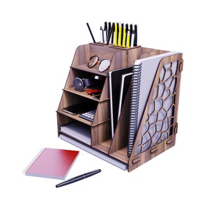 Organizador de documentos de madeira, prateleira de mesa, porta-documentos, acessórios de escritório, presente para escritório, organizador de mesa minimalista, decoração de mesa infantil