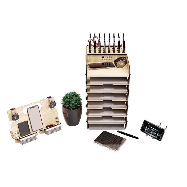 Wooden Desk Organizer, Desk Shelf, Document Holder, Office Accessories