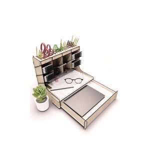 Organizador de documentos de madeira, armazenamento de mesa, acessórios de escritório, presente para escritório, organizador de gaveta de mesa, decoração de mesa infantil, organizador de caneta para mesa