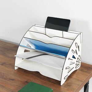 Organizador de mesa de madeira, prateleira de mesa, organizador de mesa, acessórios de escritório, presente para escritório, porta-revistas, organizador de mesa moderno