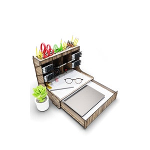 Acessórios para mesa de escritório, Organizador de canetas para mesa, Prateleira de mesa, Porta-documentos, Presente para escritório, Organizador de gavetas de mesa, Estação de encaixe