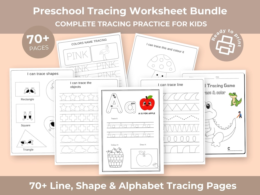 75 Preschool Line Tracing Worksheets, Printable Letter of the Week ...