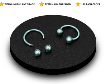 Circular Barbell, Titan Septum Ring Nasenring Hellblau Körperschmuck Hufeisen PA Ring 18G 16G 14G 12G