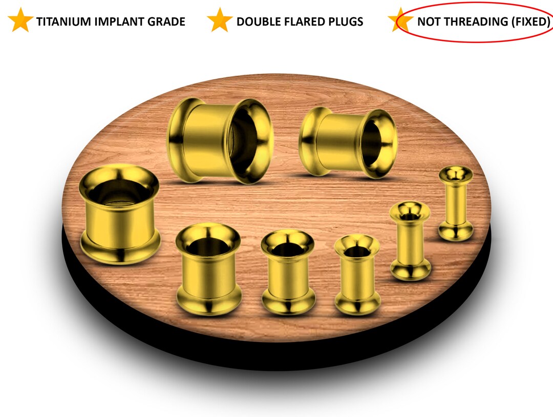 Gold Ear Stretching Kit Titanium Double Flared Plugs No Etsy