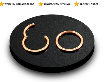 Titanium Rose Gold Lip Ring, Septum Clicker Hoops, Segment Hing Ring Inner Diameter of 6mm to 12mm - 20G 18G 16G 14G Thickness