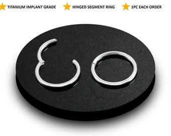 Titanium Lip Ring Segment Hinged Ring, Lip Jewelry, Septum Clicker Ring Inner Diameter of 6mm to 12mm - 20G 18G 16G 14G 12G 10G 8G Thickness