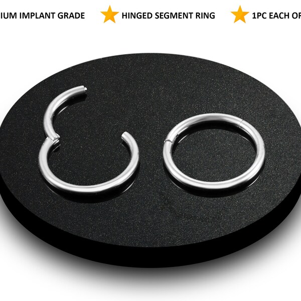 Titanium Lip Ring Segment Hinged Ring, Lip Jewelry, Septum Clicker Ring Inner Diameter of 6mm to 12mm - 20G 18G 16G 14G 12G 10G 8G Thickness