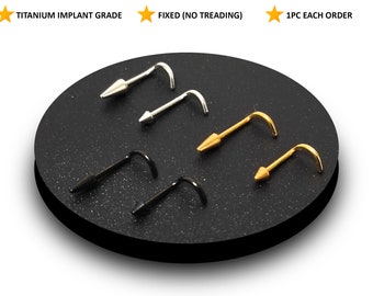 Titanium Cone/Spike Nose Stud Nose Piercing 18G - Fixed Spike Nostril Screw, Nasal Piercing