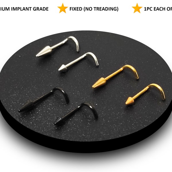 Titanium Cone/Spike Nose Stud Nose Piercing 18G - Fixed Spike Nostril Screw, Nasal Piercing