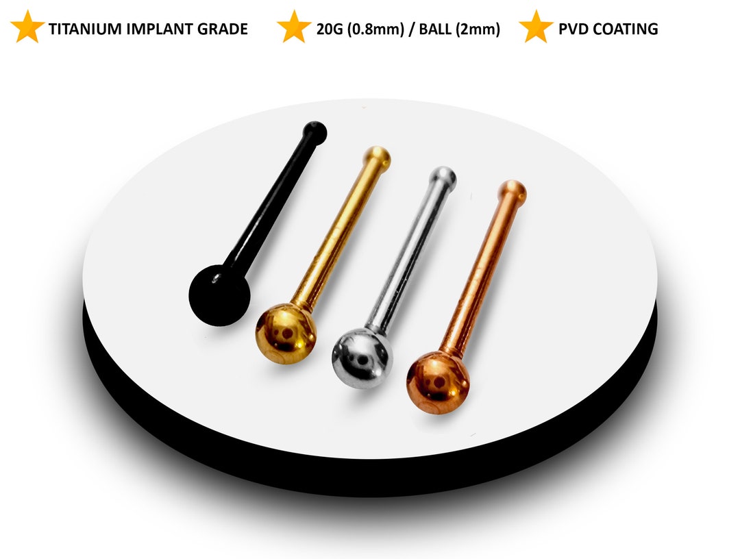 Titanium Nose Stud Ball Nose Piercing Nose Pin 20G Ball Size Etsy