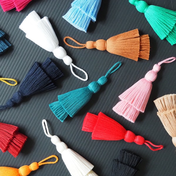 Cotton Tassels with Twisted Loops Tassel Sets for Cushion Making Double Layered Tassels for Home Decor Pure Cottone Tassel for Jewelry Craft