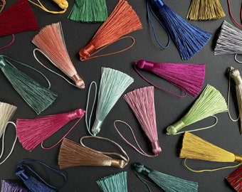 100 x 8cm Silky Tassels in ASSORTED COLOURS  Handmade Silky Tassels For Bookmark Candle Decor Home Decor Tassel Jewellery Making Kids Crafts