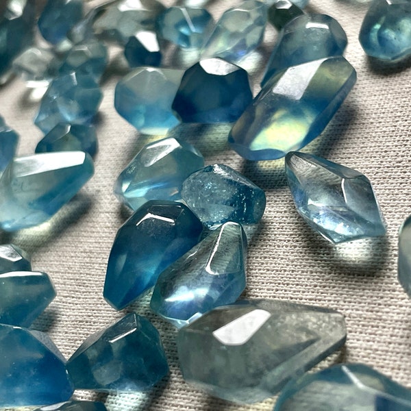 Natural Aquamarine Faceted Nugget Gemstones For Jewellery Making Wrapping Jewellery Aquamarine Various Sizes Available For Jewellery Design