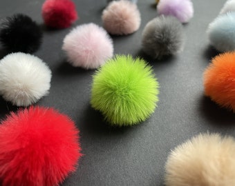 20 × Handmade Mini Pom poms with Elastic Loops 3cm Top Quality Pom Poms Sythrtic Fur Balls Jewellery / Craft Supplies Handmade Pom Poms