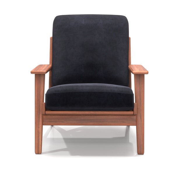 Elegant Mid-Century Modern Lounge Chair - Solid Walnut Frame & Different Upholstery Options