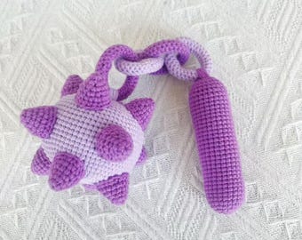 Handmade Crochet Meteor Hammer Plush Keychain, Soft Mace Toy Bag Charm