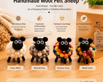 Handmade Wool Felt Sheep Figurine Cute Farm Animal Decor Needle Felted Lamb Ornament Natural Wool Gift Rustic Home Decoration