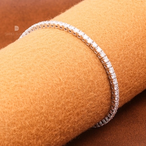 Round Cut 4.5 Ct Diamond Tennis Bracelet Bridal Jewelry Bracelet Lab Created Diamond Dainty Gold Bracelet For Women 18KT Gold & Platinum