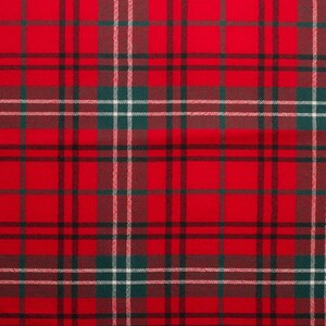 May include: Red, green, and white plaid fabric with a woven texture.