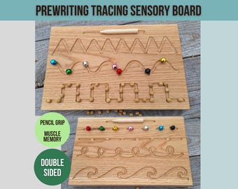 Oak Prewriting Tracing Board, Sensory Learning, Handwriting Sensory Play, Early Learning,  Creative Play, Shape Board