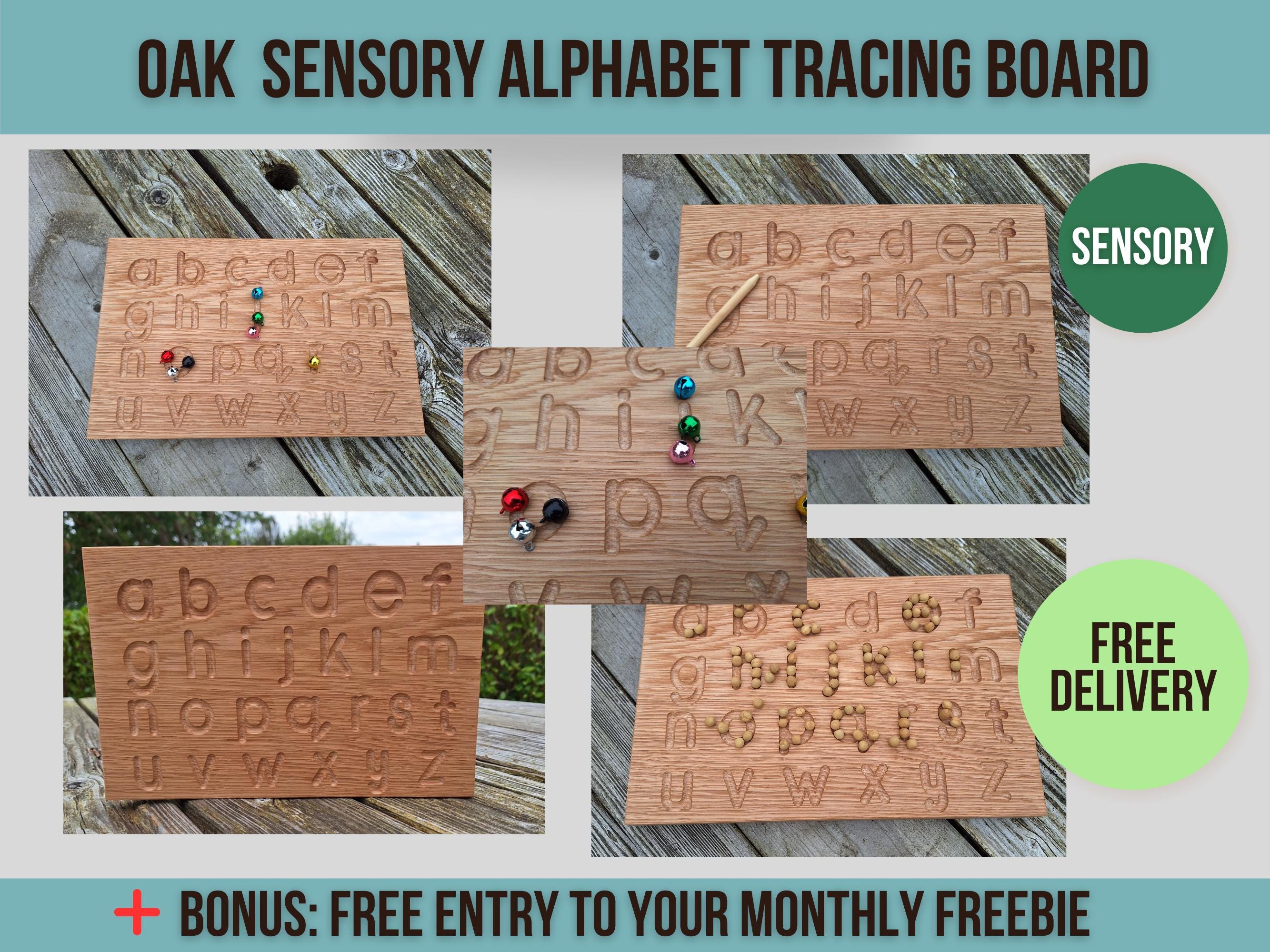 Oak Alphabet Letter Tracing Board: Montessori Sensory Learning, Letters ...