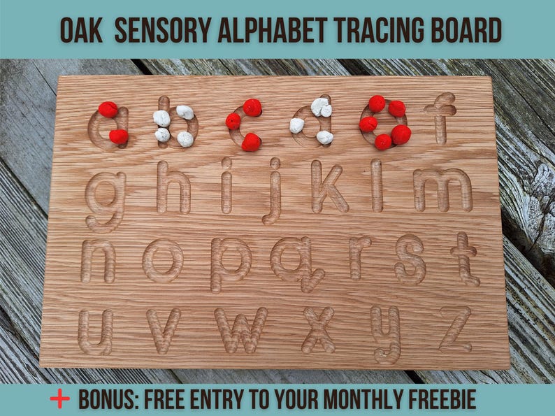 Oak Alphabet Letter Tracing Board: Montessori Sensory Learning, Letters ...