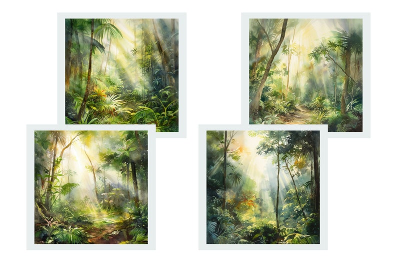 Rainforest Sunlight Digital Paper Bundle 12 PNG JPG Commercial - Etsy