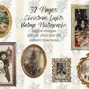 Vintage 1950s Christmas photograph collection junk journal kit — printable ephemera pack with retro holiday scenes and sepia-tone family memories