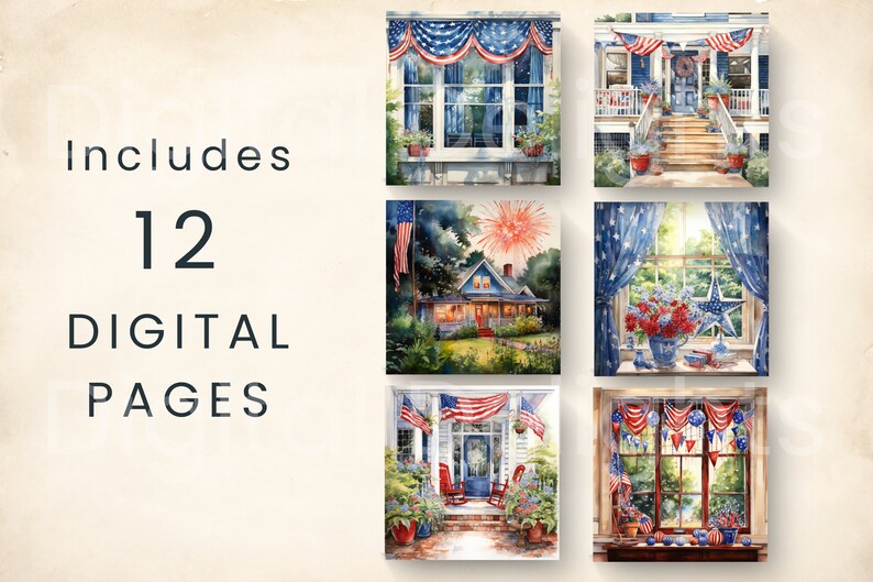Patriotic Home Porch Junk Journal Kit, Printable 4th of July Pages ...