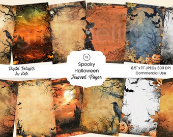 Spooky Halloween Junk Journal Kit, Printable Vintage Pages (Digital Download)
