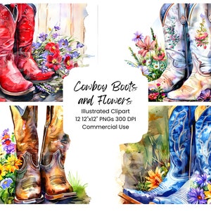 Journal numérique de style occidental, bottes de cowboy et motif floral, scrapbooking imprimable, cow-girl Junk Journal numérique country printemps