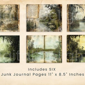 Swamp Scene Enchanted Forest Junk Journal Pages Printable Collage Sheet ...