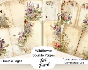 Vintage Wildflower Junk Journal Kit, Printable Botanical Pages (Digital Download)