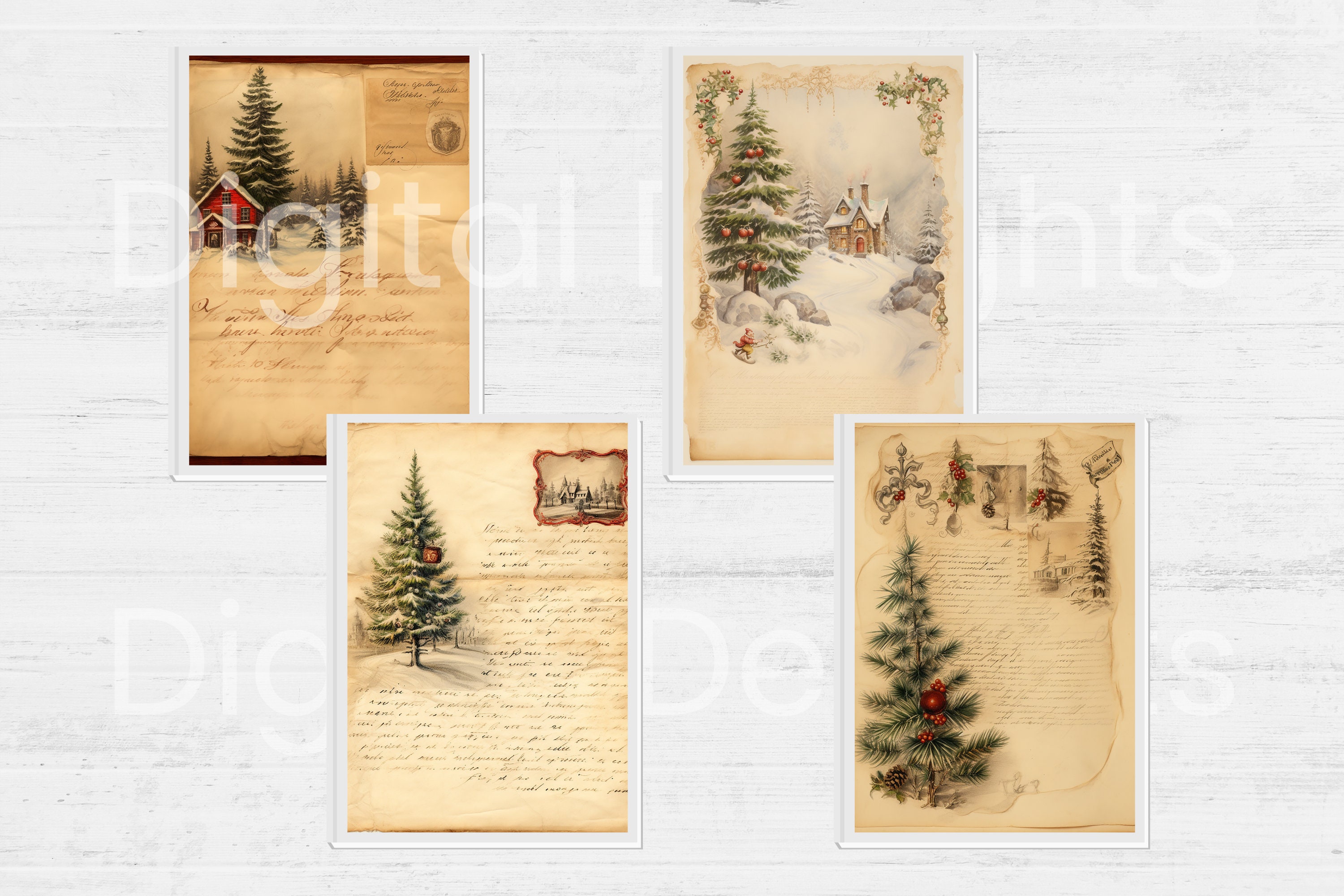 Vintage Christmas Letters Printable Digital Journal Paper Etsy Vintage Christmas Letters Printable Digital Journal Paper Etsy