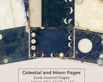 Celestial Moon Junk Journal Kit, Vintage Astronomy Pages, Printable (Digital Download) 35