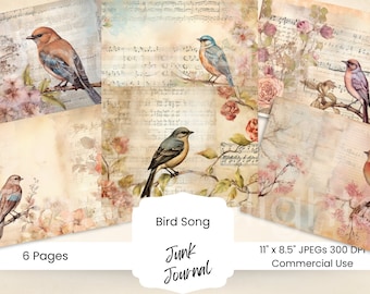 Vintage Bird Junk Journal Kit: Printable Ephemera (Digital Download)