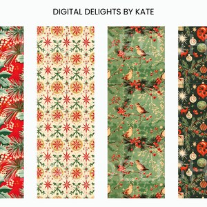 Traditional Christmas seamless design artwork instant download — painterly holiday aesthetic with bold red and ivory palette
