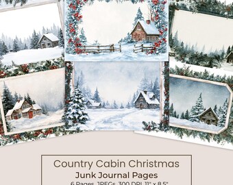 Snowy Cabin Christmas Junk Journal Kit, Printable Holiday Pages (Digital Download) 102